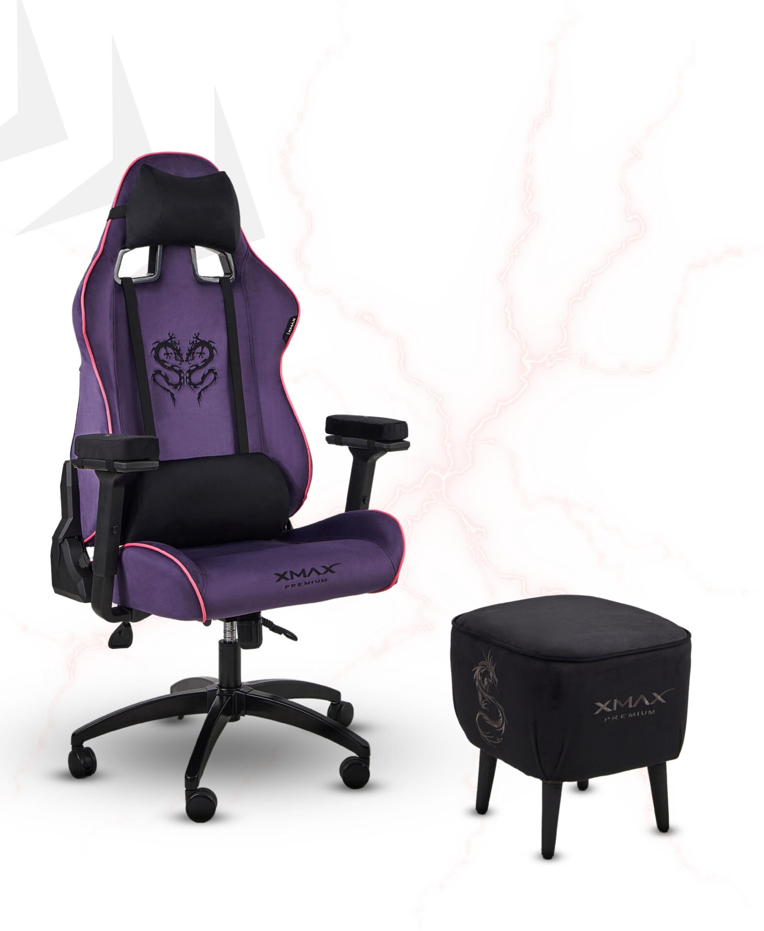 XMAX NO NAME / Rio Plus Mor Kumaş Oyuncu Koltuğu - Ayak Uzatmalı Puf - Kol Pedi 3'Ü BİR ARADA PAKET