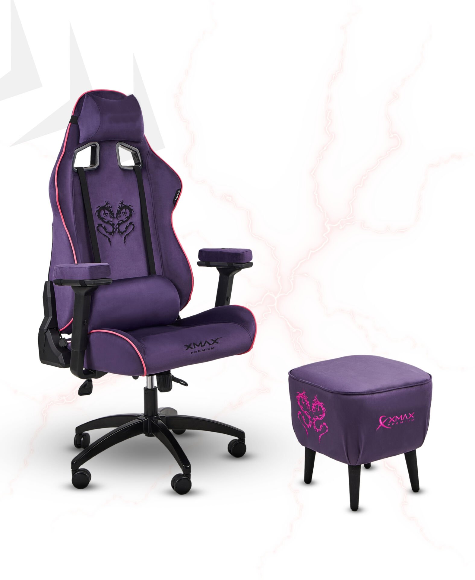 XMAX NO NAME / Rio Plus Mor Kumaş Oyuncu Koltuğu - Ayak Uzatmalı Puf - Kol Pedi 3'Ü BİR ARADA PAKET