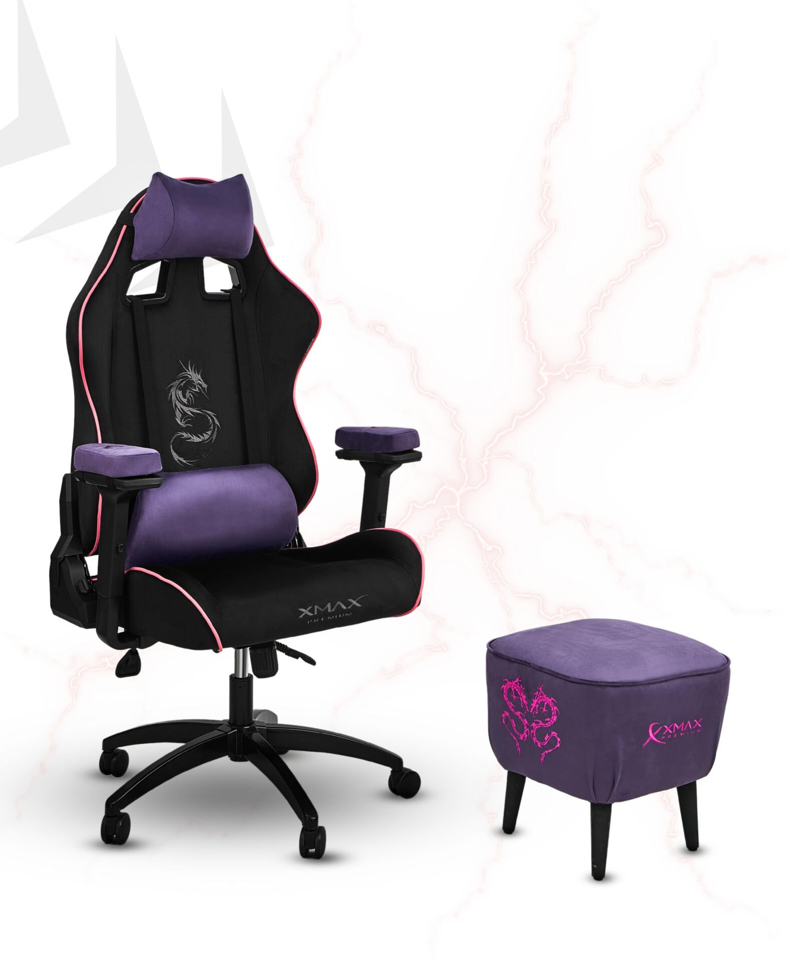 XMAX NO NAME / Rio Siyah Kumaş Oyuncu Koltuğu - Ayak Uzatmalı Puf - Kol Pedi 3'Ü BİR ARADA PAKET