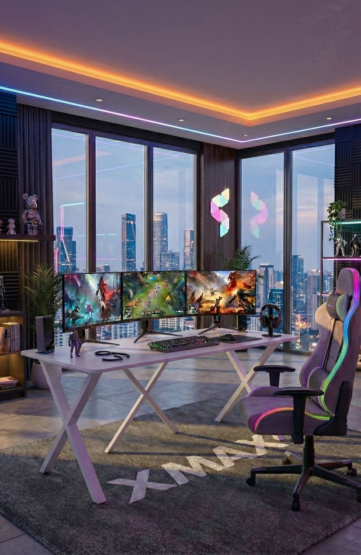 XMAX NEXAR Oyuncu Masası – Beyaz MDF Bilgisayar ve Gaming Masa