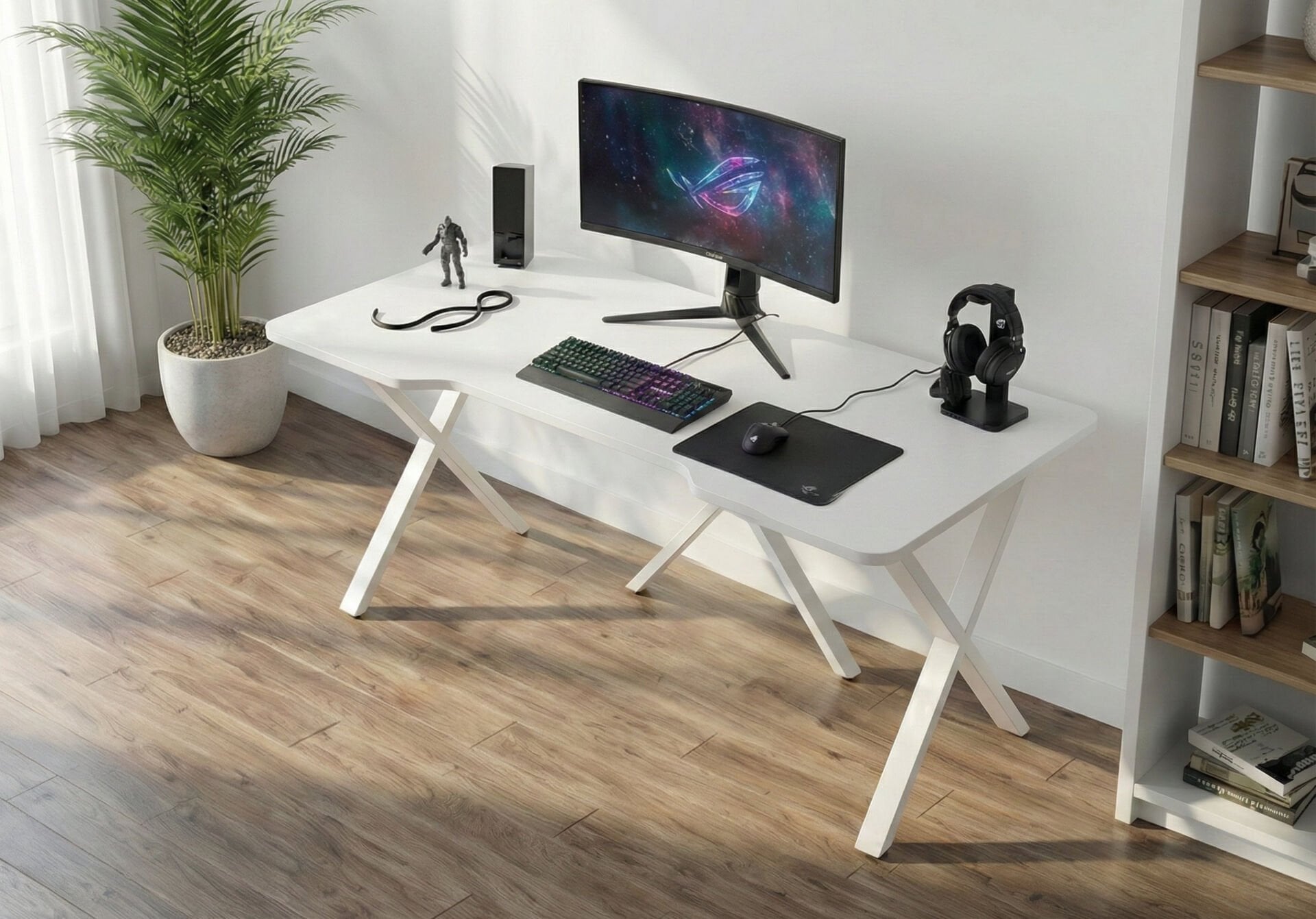 XMAX NEXAR Oyuncu Masası – Beyaz MDF Bilgisayar ve Gaming Masa