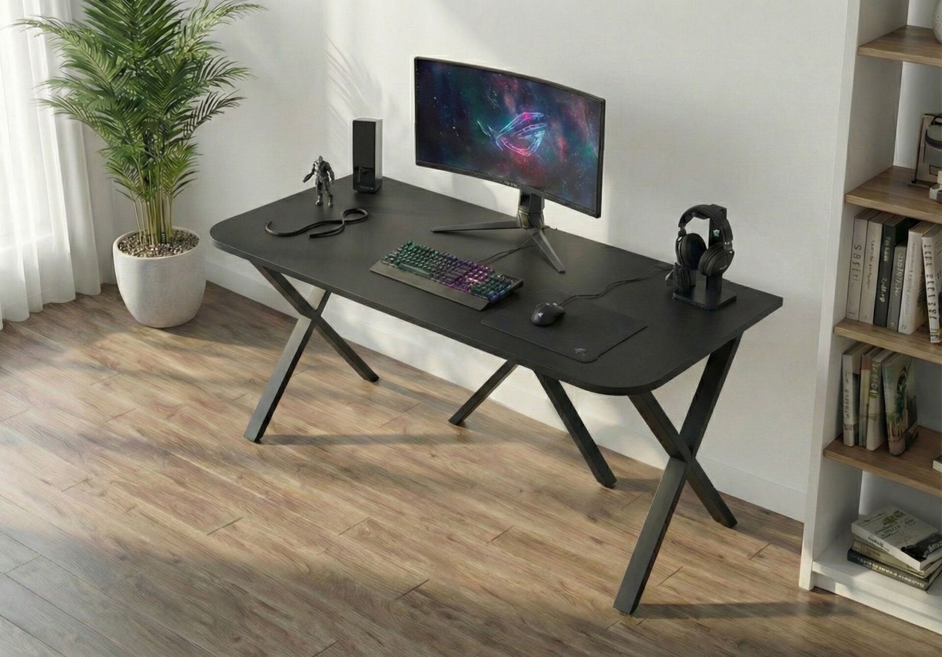 XMAX NEXAR Oyuncu Masası – Siyah MDF Bilgisayar ve Gaming Masa