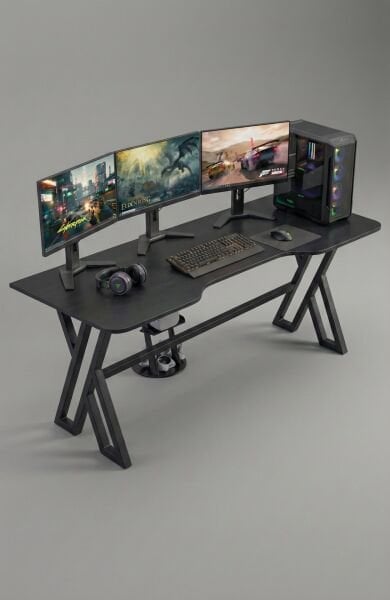 XMAX NEXAR Oyuncu Masası – Siyah MDF Bilgisayar ve Gaming Masa