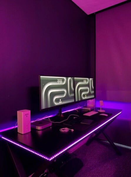 RGB Işıklı Mdf Masa 120x70cm Sallanmaz 2 Metal Ayaklı - Pratik Kurulum Her İle Ambar İle Sorunsuz Kargo