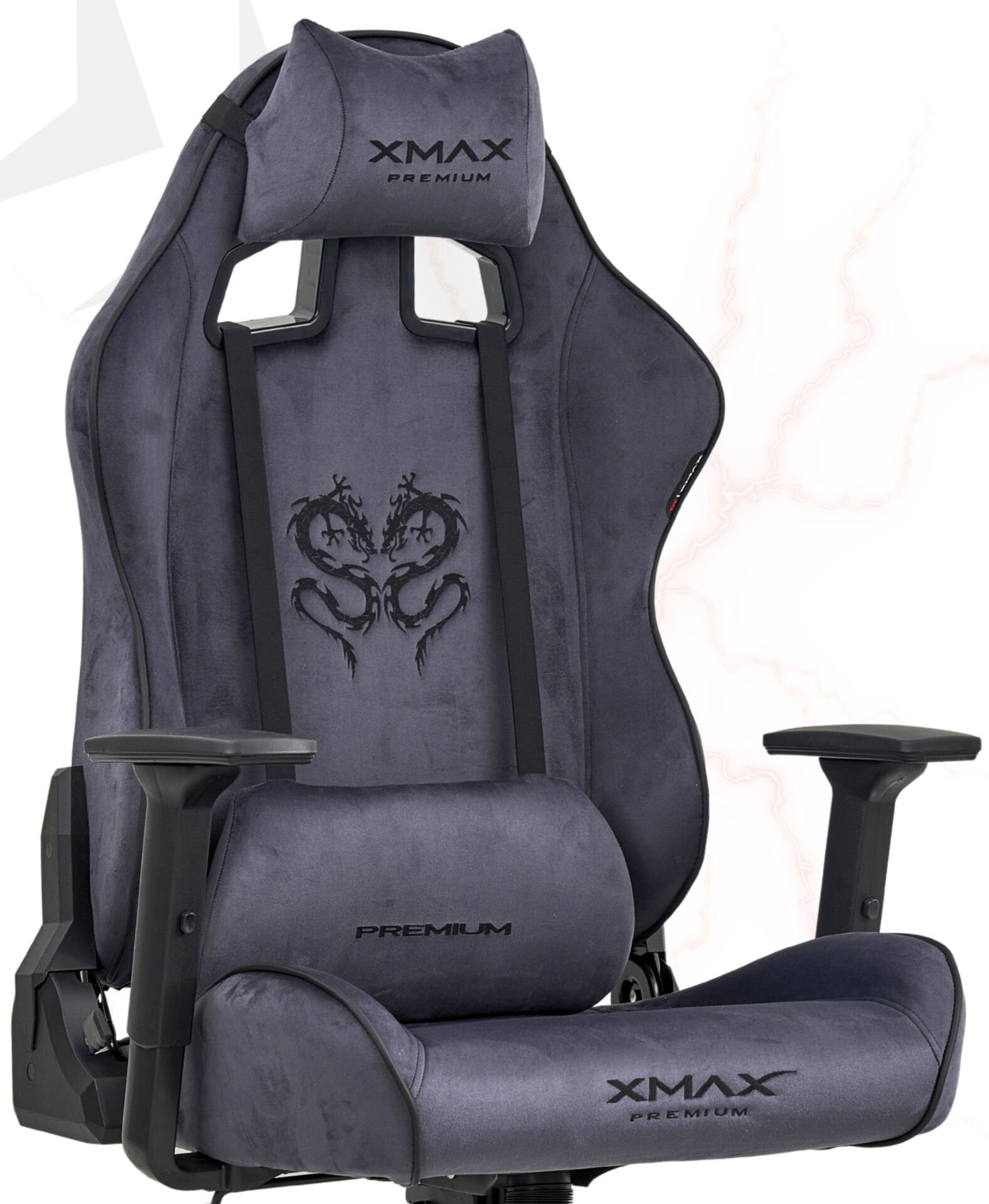 XMAX / Rio Balerion Antrasit Kadife Kumaş Oyuncu Koltuğu / 100 KG TAŞIR