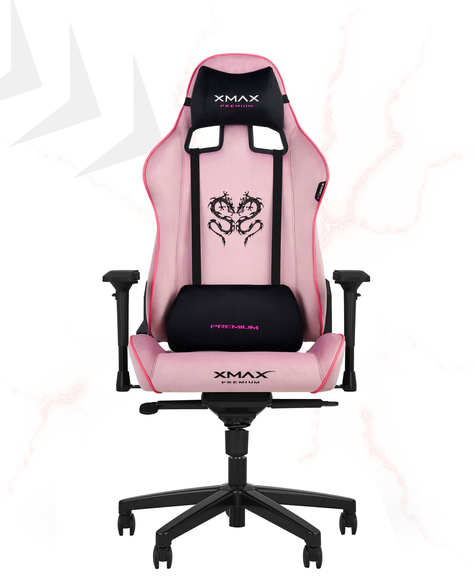 XMAX-Pro / Rio Plus Balerion 4D Kol Orijinal Yarasa Mekanizmalı Pembe Oyuncu Koltuğu / 150 KG TAŞIR - KOL PEDİ VE PUF HEDİYELİ
