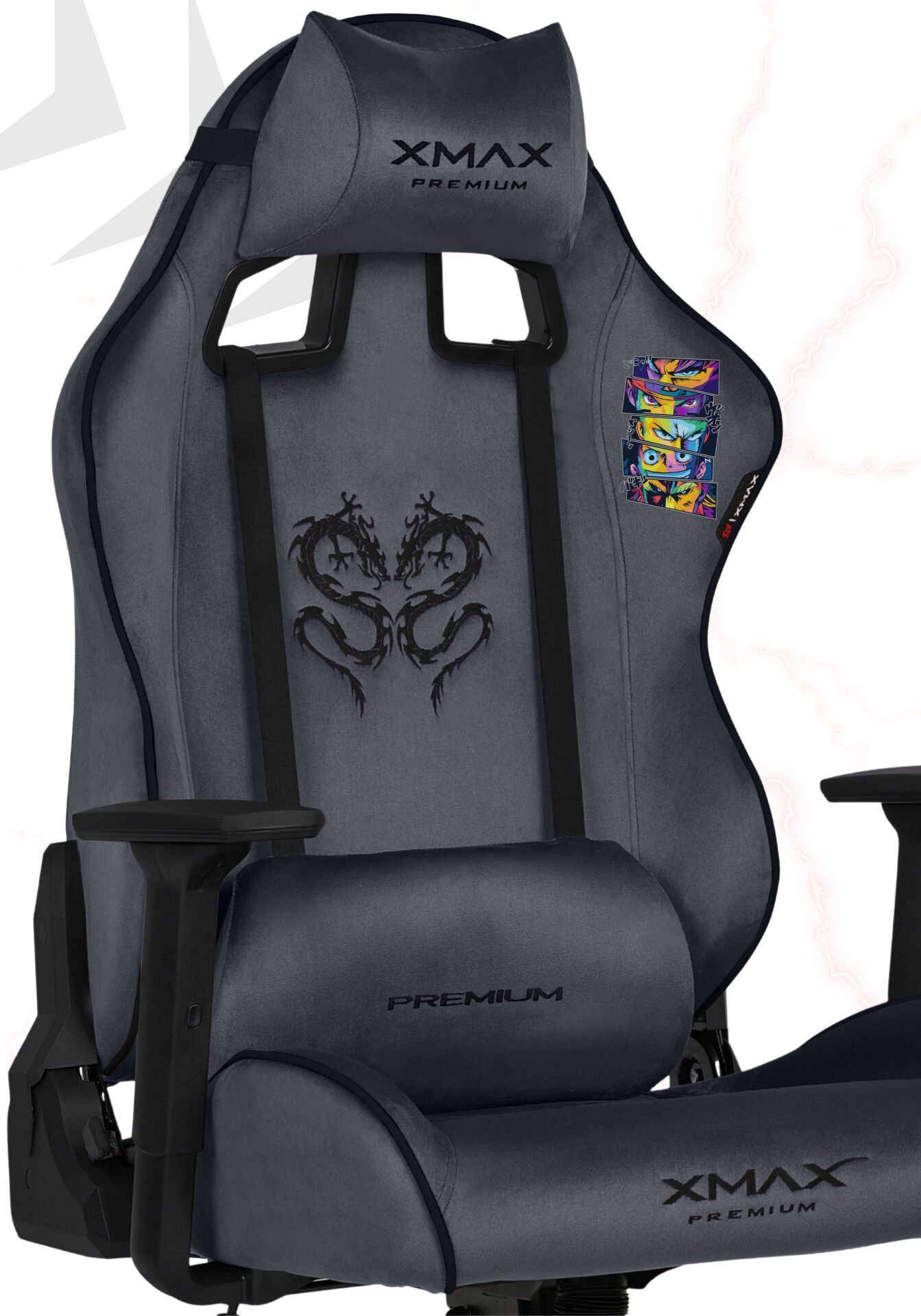 XMAX / Rio Balerion Terletmez Kadife Kumaş Koyu Gri Gaming Oyuncu Koltuğu / 120 Kg Taşır