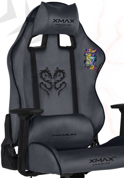 XMAX / Rio Balerion Terletmez Kadife Kumaş Koyu Gri Gaming Oyuncu Koltuğu / 120 Kg Taşır