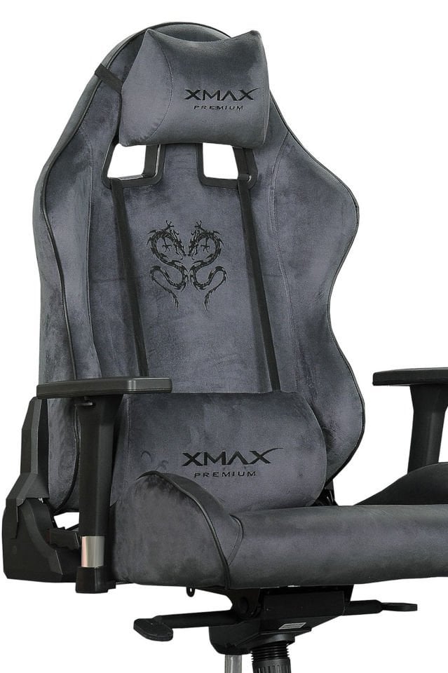 XMAX-Pro / Rio Balerion 4D Kol Orijinal Yarasa Mekanizmalı Antrasit Oyuncu Koltuğu / 130 KG TAŞIR - KOL PEDİ VE PUF HEDİYELİ