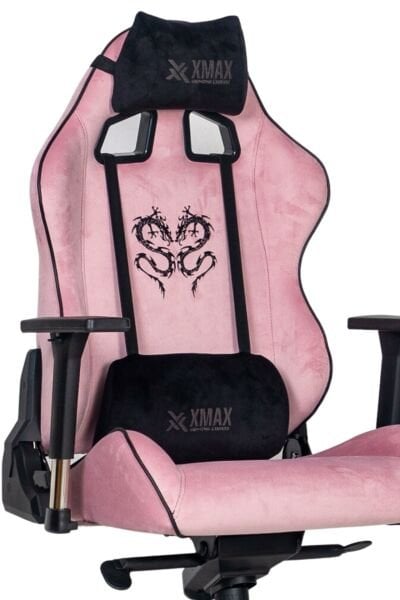 XMAX-Pro / Rio Balerion 4D Kol Orijinal Yarasa Mekanizmalı Pembe Oyuncu Koltuğu / 130 KG TAŞIR - KOL PEDİ VE PUF HEDİYELİ