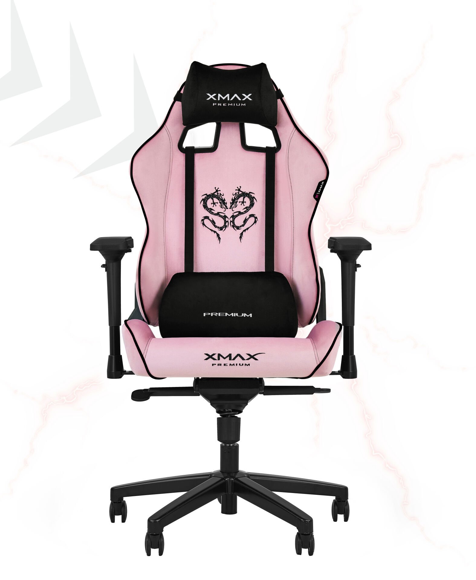 XMAX-Pro / Rio Balerion 4D Kol Orijinal Yarasa Mekanizmalı Pembe Oyuncu Koltuğu / 150 KG TAŞIR - KOL PEDİ VE PUF HEDİYELİ