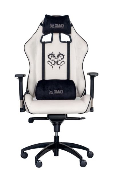 XMAX-Pro / Rio Balerion 4D Kol Orijinal Yarasa Mekanizmalı Beyaz Oyuncu Koltuğu / 150 KG TAŞIR - KOL PEDİ VE PUF HEDİYELİ
