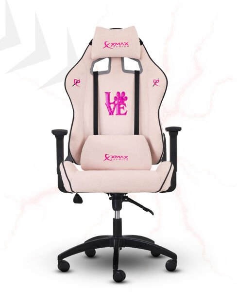 XMAX / Rio Love Açık Pembe Su İtici Lüks Kadife Şönil Kumaş Oyuncu Koltuğu / 120 KG Taşıma