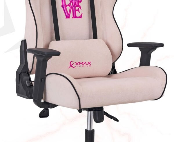 XMAX / Rio Love Açık Pembe Su İtici Lüks Kadife Şönil Kumaş Oyuncu Koltuğu / 120 KG Taşıma