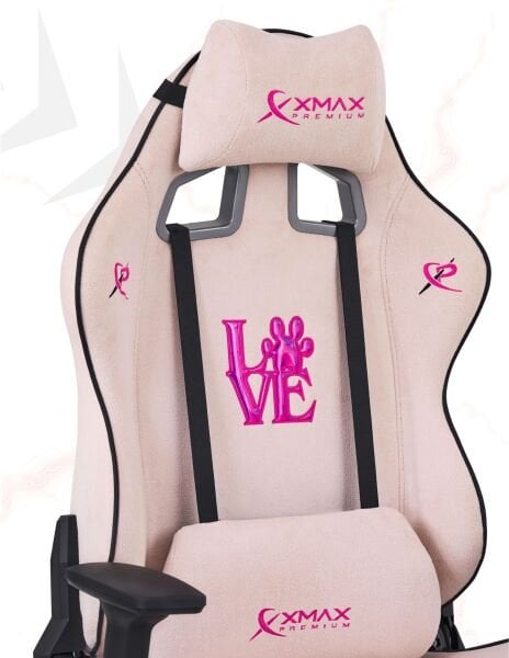 XMAX / Rio Love Açık Pembe Su İtici Lüks Kadife Şönil Kumaş Oyuncu Koltuğu / 120 KG Taşıma