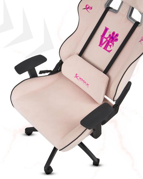 XMAX / Rio Love Açık Pembe Su İtici Lüks Kadife Şönil Kumaş Oyuncu Koltuğu / 120 KG Taşıma