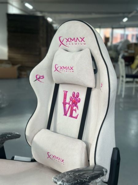 XMAX / Rio Love Açık Pembe Su İtici Lüks Kadife Şönil Kumaş Oyuncu Koltuğu / 100 KG Taşıma