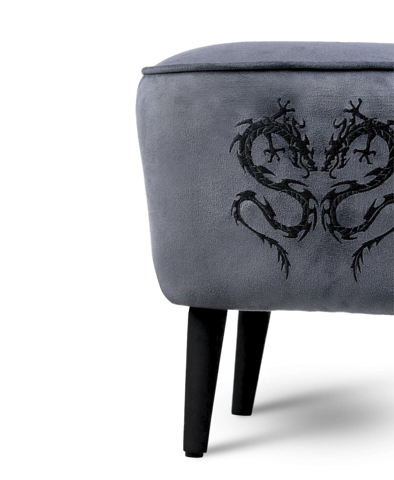 Arya Koyu Gri Ayak Uzatma Pufu | Kadife Kumaş | Kalın Sünger | Konforlu Ayak Dinlendirme