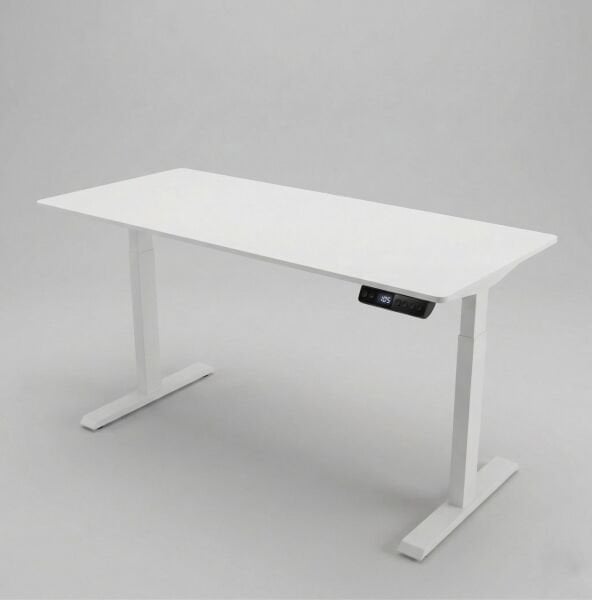 XMAX Zyra Çift Motorlu Elektrikli Yükseklik Ayarlı Masa – Beyaz MDF Oyuncu ve Çalışma Masası