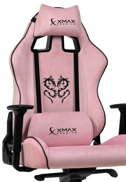 XMAX-Pro / Rio Balerion 4D Kol Orijinal Yarasa Mekanizmalı Pembe Oyuncu Koltuğu / 130 KG TAŞIR - KOL PEDİ VE PUF HEDİYELİ
