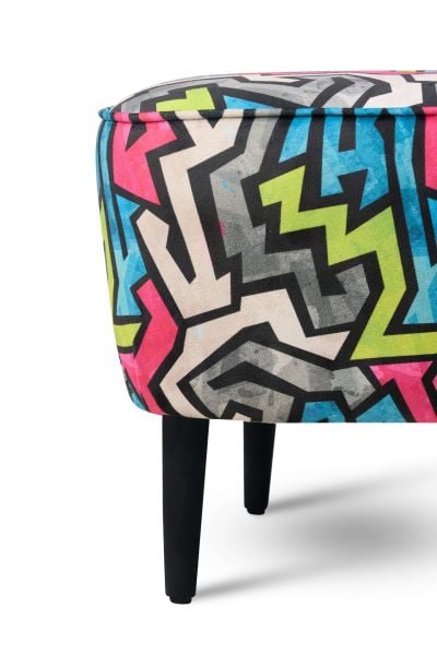 Arya Graffiti Ayak Uzatma Pufu | Kadife Kumaş | Kalın Sünger | Konforlu Ayak Dinlendirme