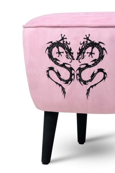 Arya Pembe Ayak Uzatma Pufu | Kadife Kumaş | Kalın Sünger | Konforlu Ayak Dinlendirme