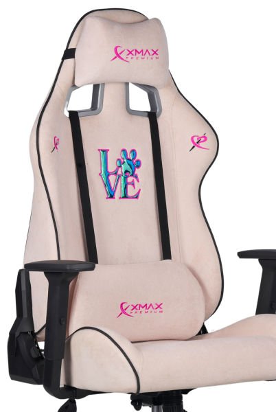 XMAX / Rio Plus Love Açık Pembe Su İtici Lüks Kadife Şönil Kumaş Oyuncu Koltuğu / 100 KG Taşıma