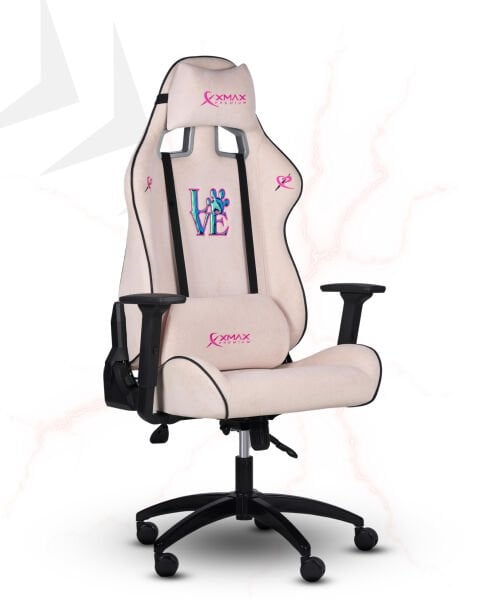 XMAX / Rio Plus Love Açık Pembe Su İtici Lüks Kadife Şönil Kumaş Oyuncu Koltuğu / 120 KG Taşıma