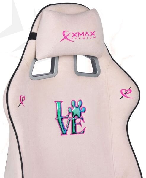 XMAX / Rio Plus Love Açık Pembe Su İtici Lüks Kadife Şönil Kumaş Oyuncu Koltuğu / 120 KG Taşıma
