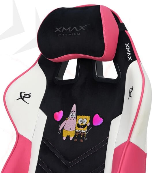 Pembe Çocuk Oyuncu Koltuğu XMAX Mini Rio | Sünger Bob ve Patrick Desenli, 85 Kg Taşıyan Ergonomik Gaming Koltuk