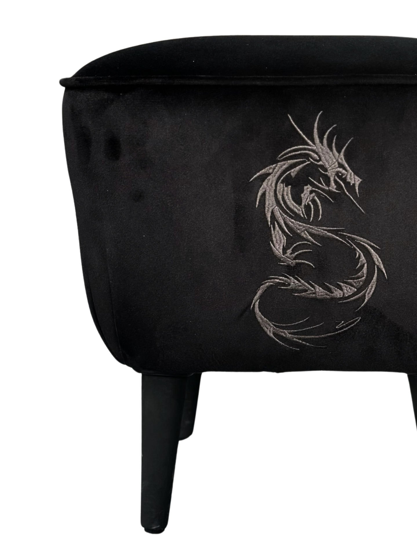 Arya Siyah Ayak Uzatma Pufu | Kadife Kumaş | Kalın Sünger | Konforlu Ayak Dinlendirme