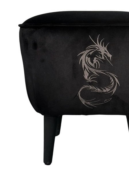 Arya Siyah Ayak Uzatma Pufu | Kadife Kumaş | Kalın Sünger | Konforlu Ayak Dinlendirme