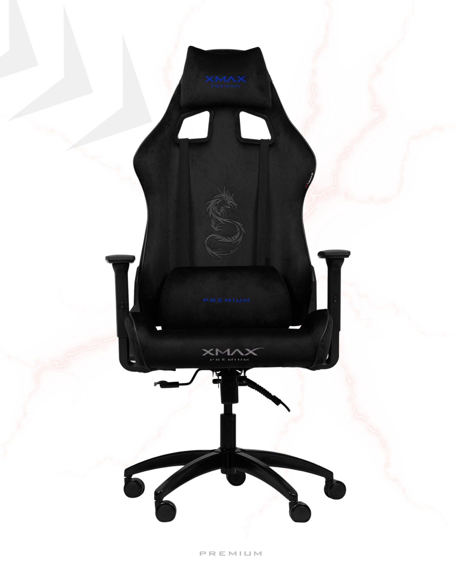 XMAX / Rio Plus Balerion Terletmez Kadife Kumaş Siyah Gaming Oyuncu Koltuğu / 120 Kg Taşır