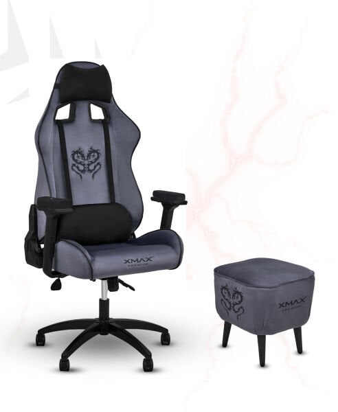 XMAX NO NAME / Rio Antrasit Kumaş Oyuncu Koltuğu - Ayak Uzatmalı Puf - Kol Pedi 3'Ü BİR ARADA PAKET