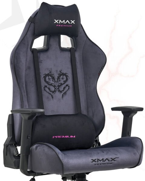 XMAX / Rio Balerion Antrasit Kadife Kumaş Oyuncu Koltuğu / 100 KG TAŞIR