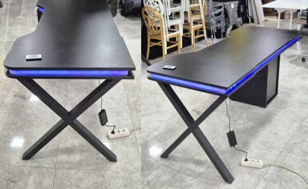 XMAX Zyra 140x80cm Işıklı Çekmeceli Siyah MDF Çalışma Yada Oyun Masası