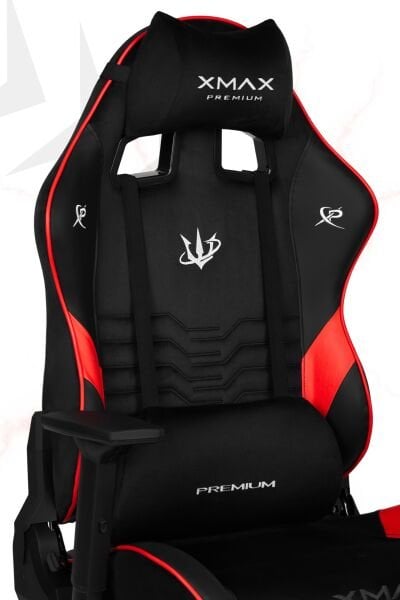 XMAX / Rio Terletmez Kısmi Derili Kadife Kumaş Kırmızı Siyah Gaming Oyuncu Koltuğu / 120 Kg Taşır