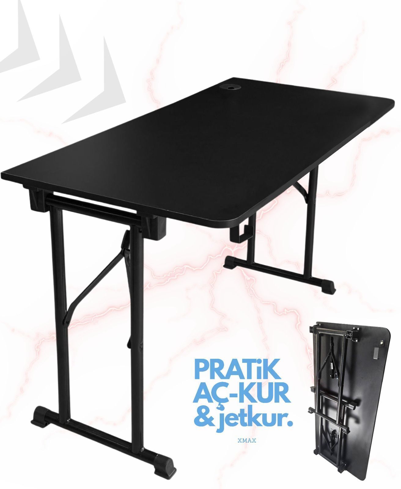 JetKur Düz Kesim Siyah Bilgisayar Oyuncu Masası 180x70cm Sallanmaz Metal Ayaklı - Pratik Kurulum