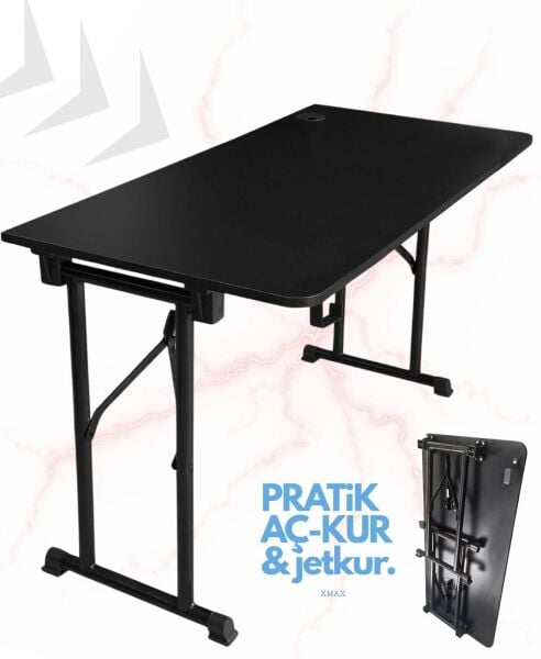 JetKur Düz Kesim Siyah Bilgisayar Oyuncu Masası 100x60cm Sallanmaz Metal Ayaklı - Pratik Kurulum