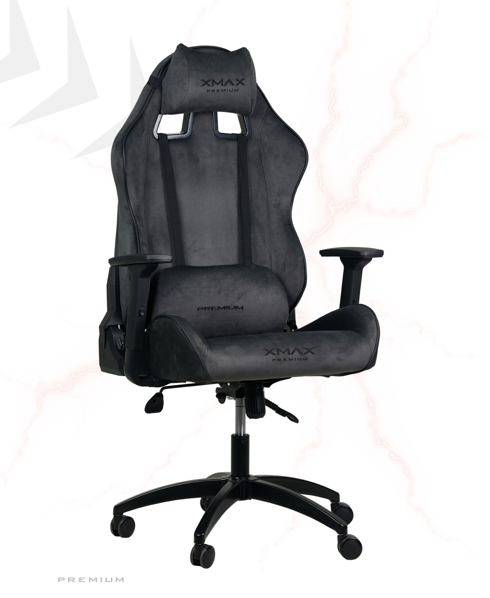 XMAX / Rio Balerion Terletmez Kadife Kumaş Koyu Gri Gaming Oyuncu Koltuğu / 120 Kg Taşır