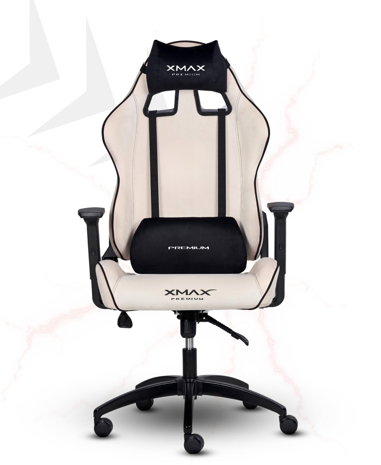 XMAX / Rio Balerion Terletmez Kadife Kumaş Beyaz Gaming Oyuncu Koltuğu / 120 Kg Taşır