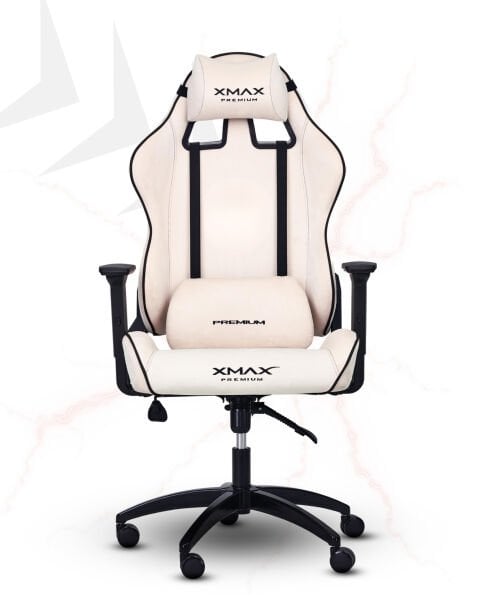 XMAX / Rio Balerion Terletmez Kadife Kumaş Beyaz Gaming Oyuncu Koltuğu / 120 Kg Taşır