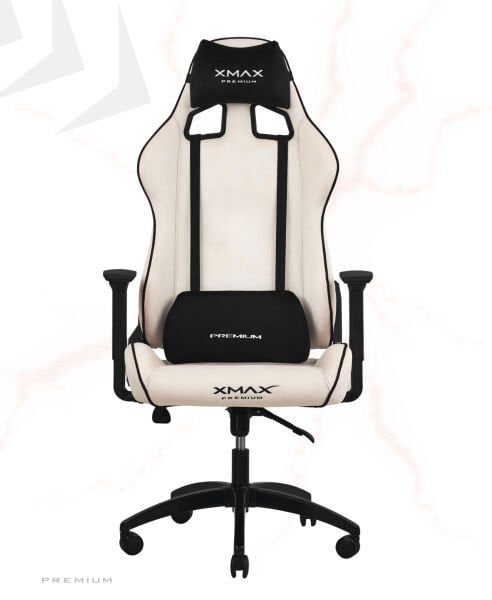 XMAX / Rio Plus Balerion Terletmez Kadife Kumaş Beyaz Gaming Oyuncu Koltuğu / 120 Kg Taşır