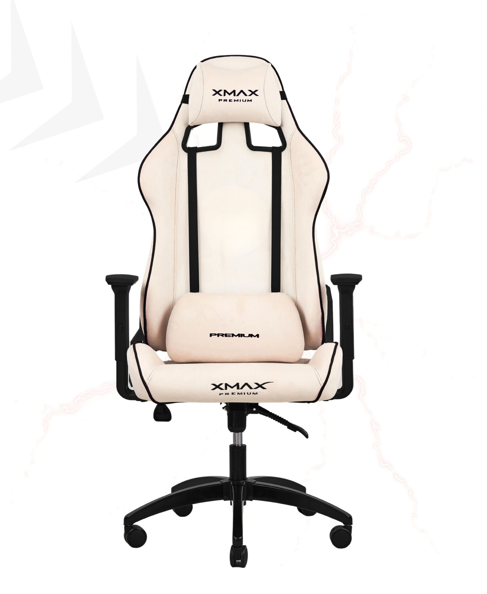 XMAX / Rio Plus Balerion Terletmez Kadife Kumaş Beyaz Gaming Oyuncu Koltuğu / 120 Kg Taşır