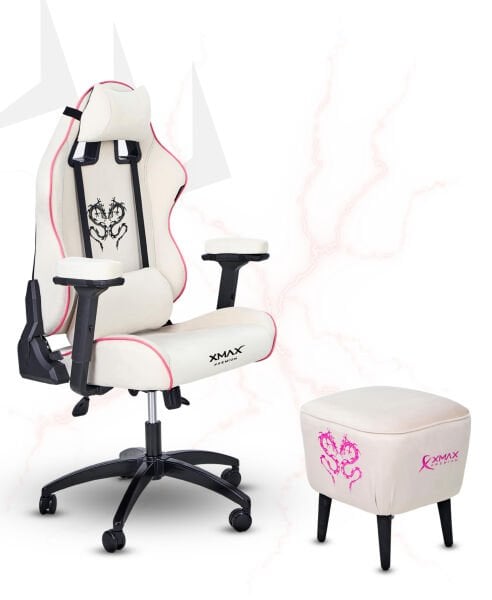 XMAX NO NAME / Rio Beyaz Kumaş Oyuncu Koltuğu - Ayak Uzatmalı Puf - Kol Pedi 3'Ü BİR ARADA PAKET