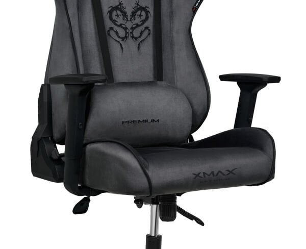 XMAX / Rio Plus Balerion Terletmez Kadife Kumaş Koyu Gri Gaming Oyuncu Koltuğu / 120 Kg Taşır