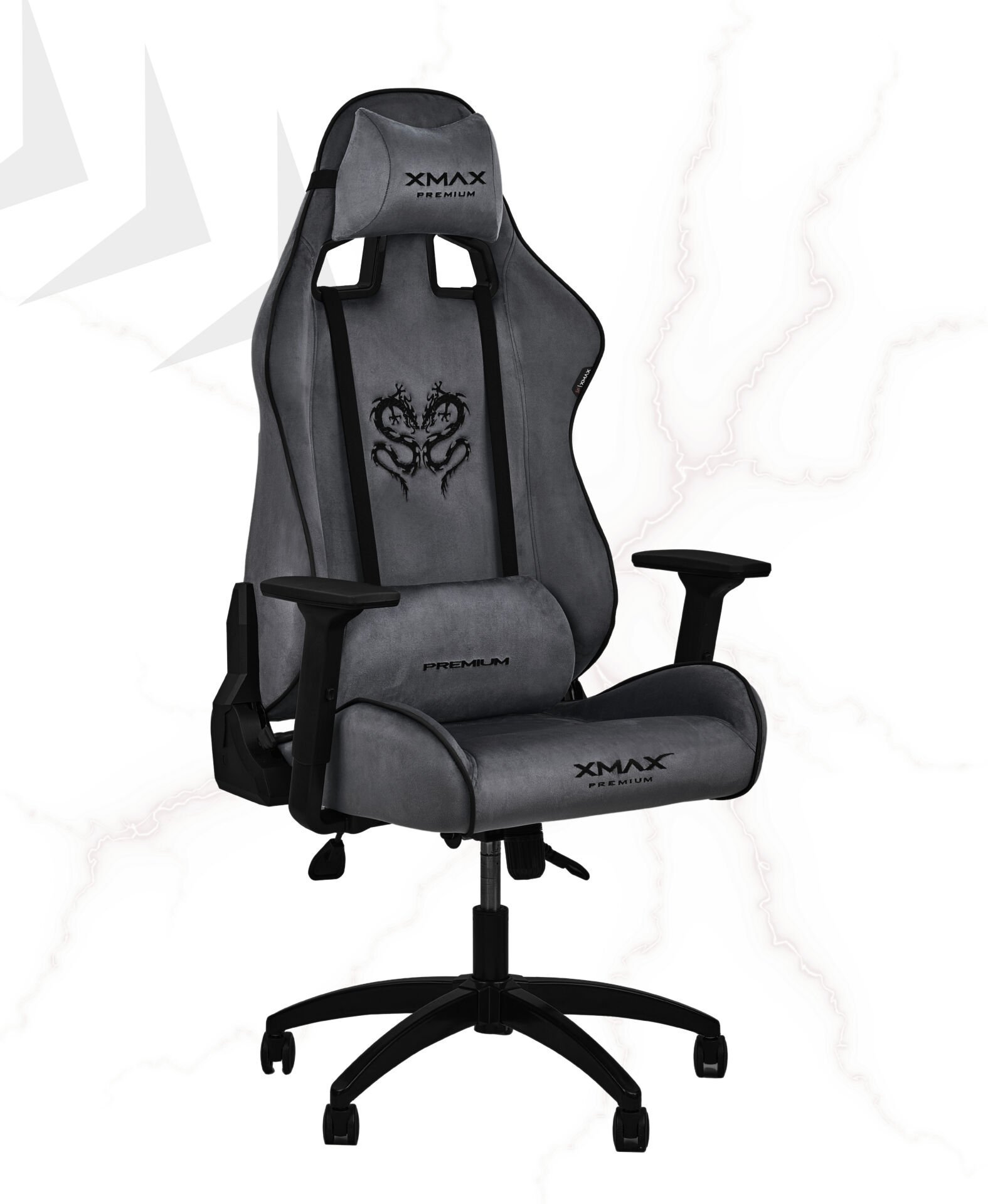 XMAX / Rio Plus Balerion Terletmez Kadife Kumaş Koyu Gri Gaming Oyuncu Koltuğu / 120 Kg Taşır