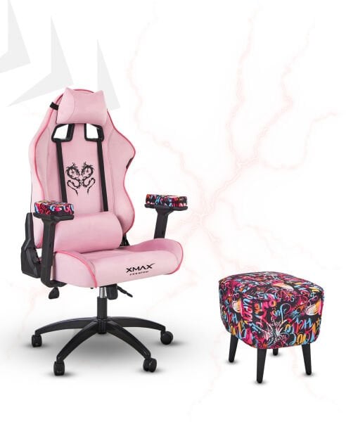 XMAX NO NAME / Rio Pembe Kumaş Oyuncu Koltuğu - Ayak Uzatmalı Puf - Kol Pedi 3'Ü BİR ARADA PAKET