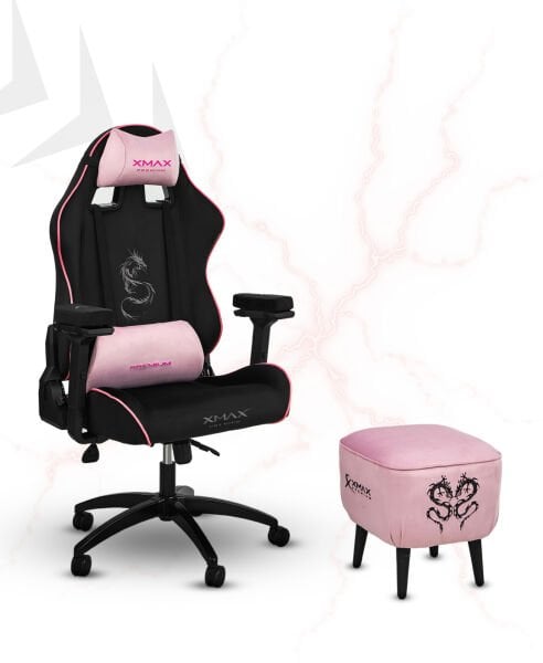 XMAX / Rio Kırmızı Siyah Kumaş Oyuncu Koltuğu - Ayak Uzatmalı Puf - Kol Pedi 3'Ü BİR ARADA PAKET