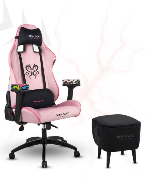 XMAX / Rio Plus Pembe Kumaş Oyuncu Koltuğu - Ayak Uzatmalı Puf - Kol Pedi 3'Ü BİR ARADA PAKET